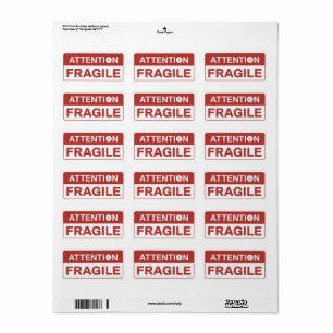 Red Fragile Handle mit Care Mailing Label-Bildern Adressaufkleber