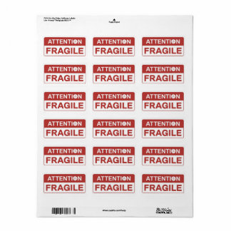 Red Fragile Handle mit Care Mailing Label-Bildern Adressaufkleber