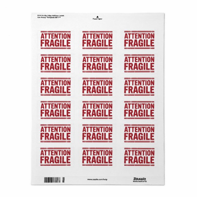 Red Fragile Handle mit Care Mailing Label Images1 Adressaufkleber (Vorne)