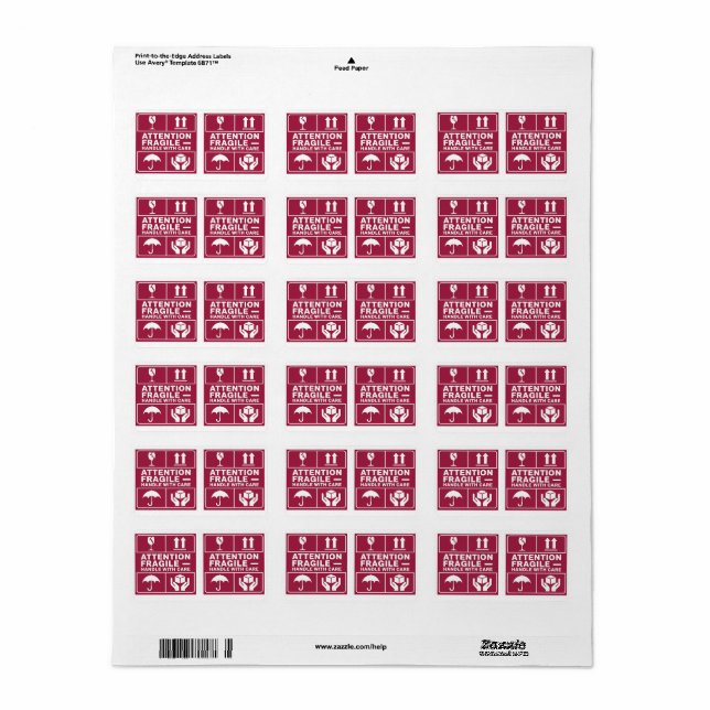 Red Fragile Handle mit Care Mailing Label Images3 Adressaufkleber (Vorne)