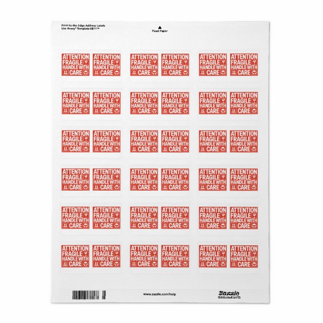 Red Fragile Handle mit Care Mailing Label Images4 Adressaufkleber (Vorne)