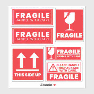 Red Fragile Handle W/Care Versandaufkleber Aufkleber