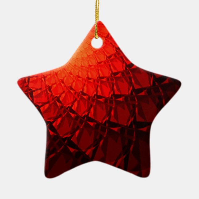 Red Fraktal Pattern Keramik Ornament (Vorne)