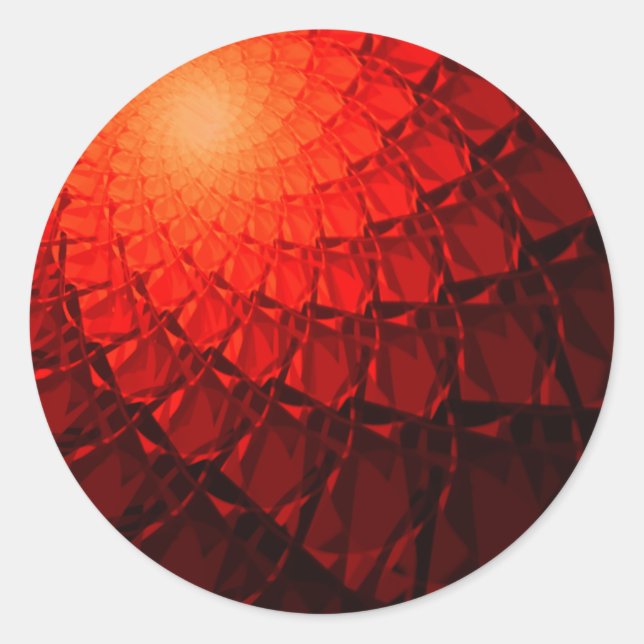 Red Fraktal Pattern Runder Aufkleber (Vorderseite)