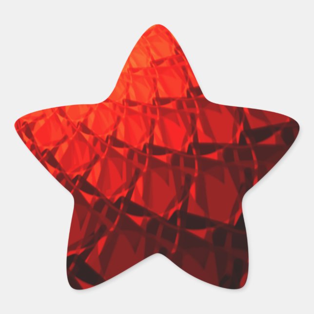 Red Fraktal Pattern Stern-Aufkleber (Vorderseite)