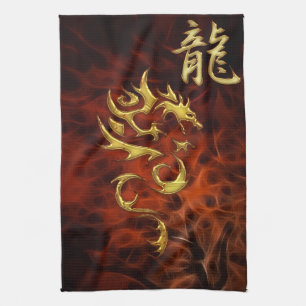 Red Fraktal Year of the Dragon Asian Handtuch