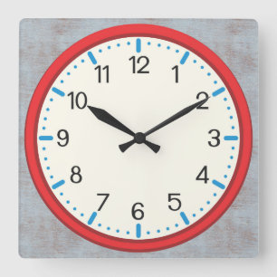 Red Frame Frosty Quadratische Wanduhr