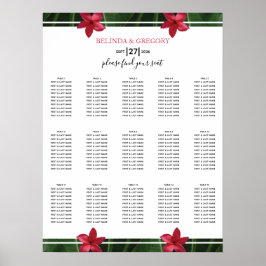 Red Frangipani Plumeria Wedding Chart Poster