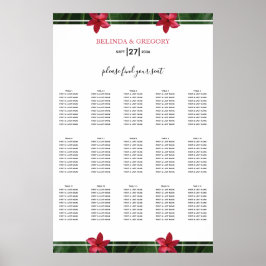 Red Frangipani Plumeria Wedding Chart Poster