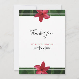 Red Frangipani Plumeria Wedding Danke Card