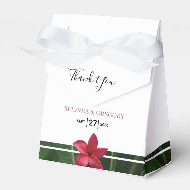 Red Frangipani Plumeria Wedding Geschenkschachtel (Vorderseite)