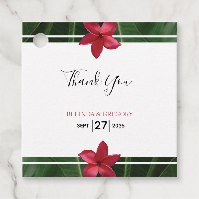 Red Frangipani Plumeria Wedding Gift Geschenkanhänger (Vorderseite)