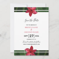 Red Frangipani Plumeria Wedding Save the Date