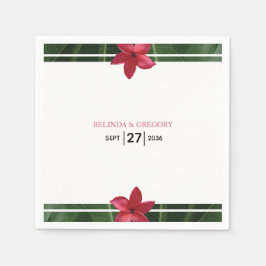 Red Frangipani Plumeria Wedding Serviette