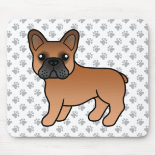 Red French Bulldog Cute Cartoon Dog Mousepad