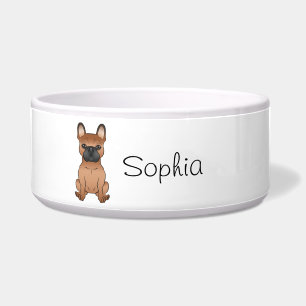 Red French Bulldog / Frenchie Cartoon Dog & Name Napf