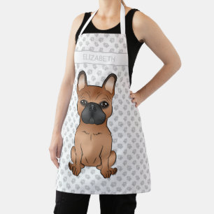Red French Bulldog / Frenchie Cartoon Dog & Name Schürze