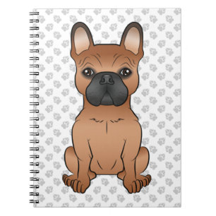 Red French Bulldog / Frenchie Cartoon Dog & Paws Notizblock
