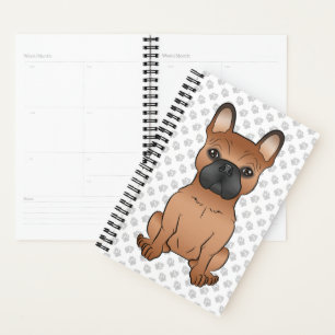 Red French Bulldog / Frenchie Cartoon Dog & Paws Planer