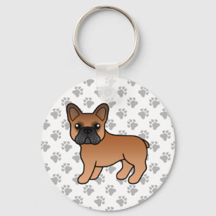 Red French Bulldog Niedlich Cartoon Dog Schlüsselanhänger