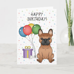 Red French Bulldog Niedlicher Cartoon Hund Happy B Karte