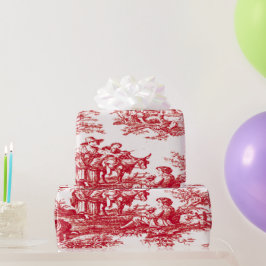 Red French Country Toile Geschenkpapier