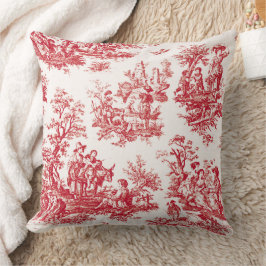 Red French Country Toile Kissen