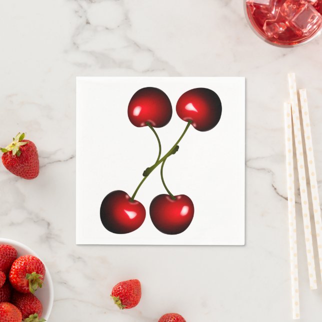 Red Fresh Sweet Cherry Napkins Serviette (Beispiel)