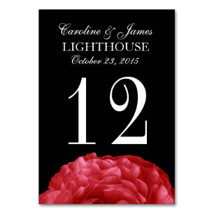 Red Frilly Rose Custom Wedding Tischnummer 12