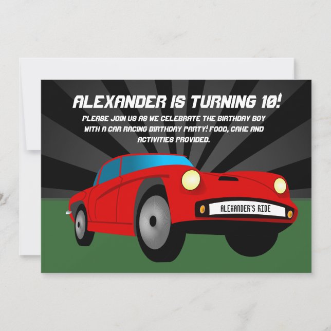 Red Frisierte Auto Sportscar Custom Einladungen zu (Vorderseite)