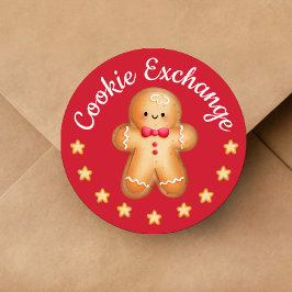 Red FroChristmas Niedlich Gingerbread Man Runder Aufkleber