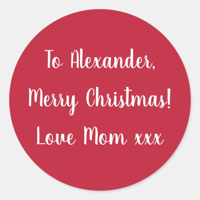 Red Frohe Weihnachten aus der Mama Geschenksticker Runder Aufkleber (Vorderseite)