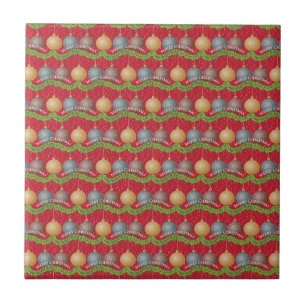 RED Frohe Weihnachtsbällmuster Fliese