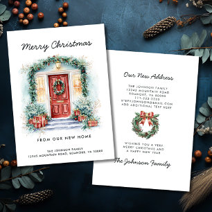 Red Front Door Frohe Weihnachten von New Zuhause Ankündigung