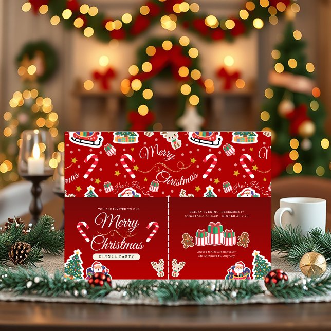 Red Frory Christmas HO!HO!HO!HO! Horizontal Einladung (Von Creator hochgeladen)