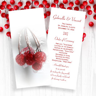 Red Frosty Berries Winter Wedding Program Programm
