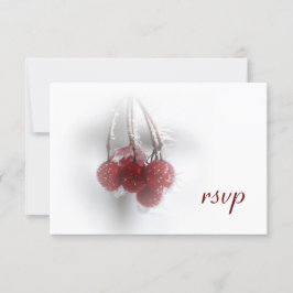 Red Frosty Berries Winter Wedding UAWG RSVP Karte