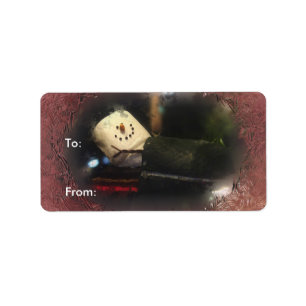 Red Frosty S'mores Snowman Gift Labels Adressaufkleber