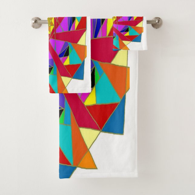 Red Fuchsia Orange Yellow Green Blue Violet Badhandtuch Set (Insitu)