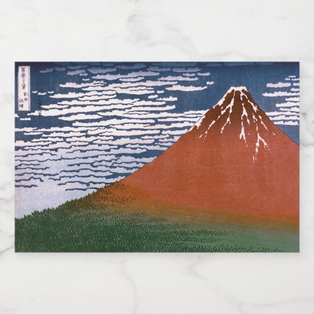 Red Fuji, Aka Fujiyama Volcano Katsushika Hokusai (Einzelnes Label)