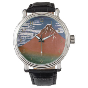 Red Fuji, Aka Fujiyama Volcano Katsushika Hokusai Armbanduhr