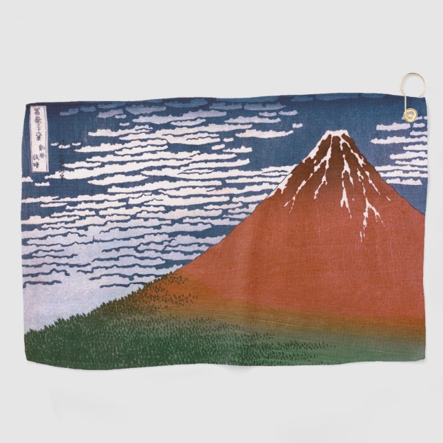 Red Fuji, Aka Fujiyama Volcano Katsushika Hokusai Golfhandtuch (Horizontal)