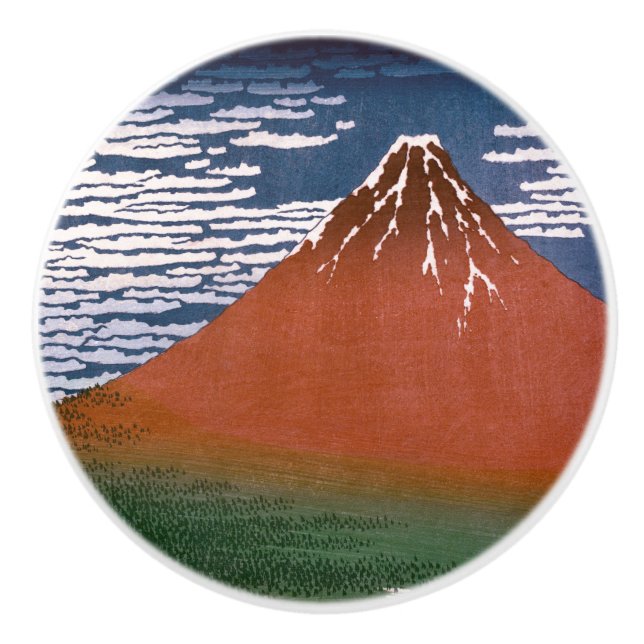 Red Fuji, Aka Fujiyama Volcano Katsushika Hokusai Keramikknauf (Vorderseite)