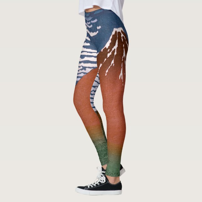 Red Fuji, Aka Fujiyama Volcano Katsushika Hokusai Leggings (Links)