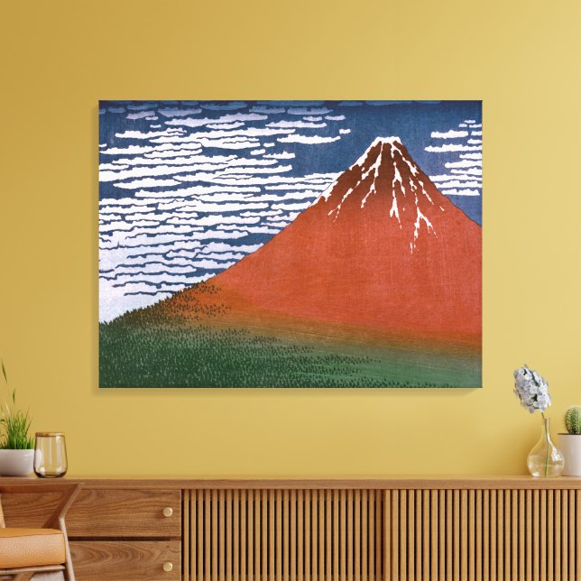 Red Fuji, Aka Fujiyama Volcano Katsushika Hokusai Leinwanddruck (Insitu (Wohnzimmer))