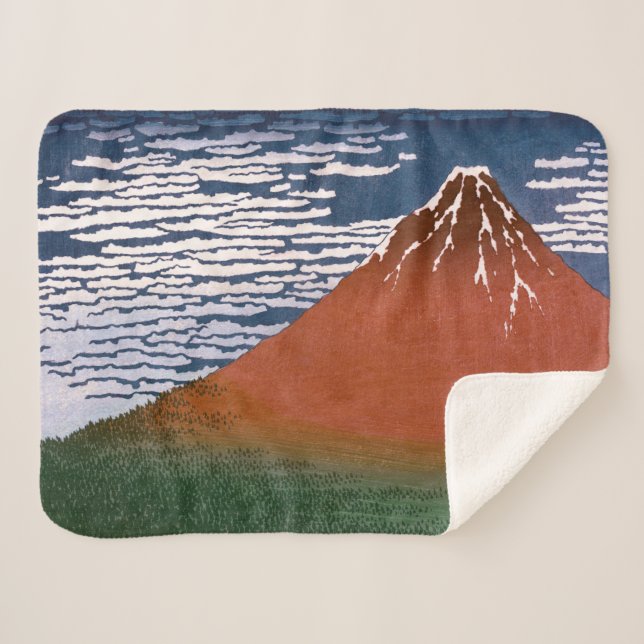 Red Fuji, Aka Fujiyama Volcano Katsushika Hokusai Sherpadecke (Vorderseite (Horizontal))