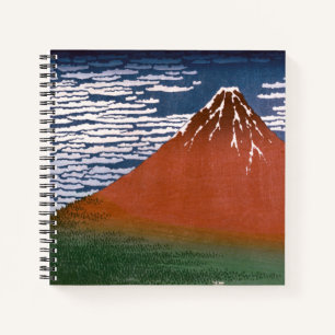 Red Fuji "Fujiyama" Volcano in Japanese Woodcut    Notizbuch