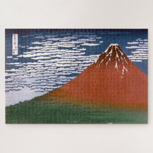 Red Fuji "Fujiyama" Volcano in Japanese Woodcut Puzzle