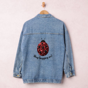 Red funkelnd Ladybug Stoppen Sie mich Personalisie Jeansjacke