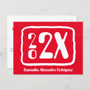 Red Funky Class Year Abschluss Postcard Postkarte